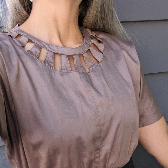 1980's COTTON DRESS full skirt 80's S - Picture 2 of 12